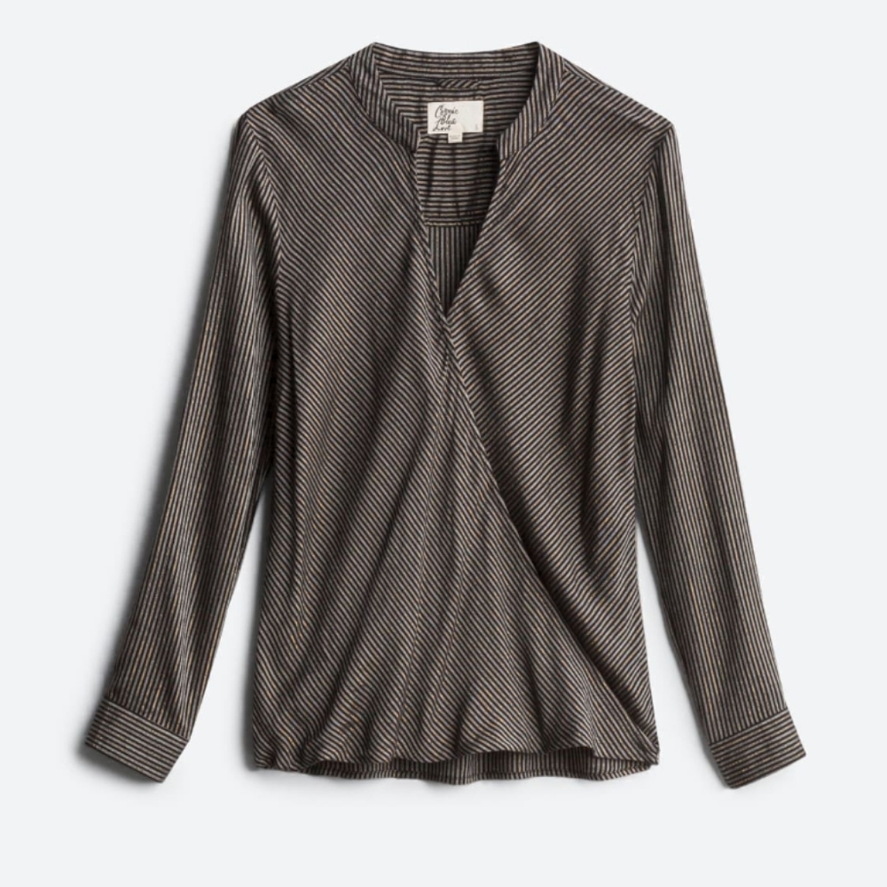 Pammi Surplice Lurex Detail Top Striped